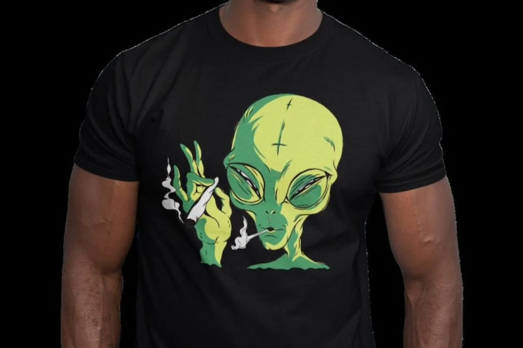 00012704#A-Stoned Alien Mens Tshirt | Weed Tshirt, Funny Pot tshirt, Cannabis tshirt, Cool Tshirt, Funny Weed tshirt, Weed Gift